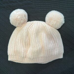 Janie and Jack Pink Knit Pom Pom Hat 3-6M